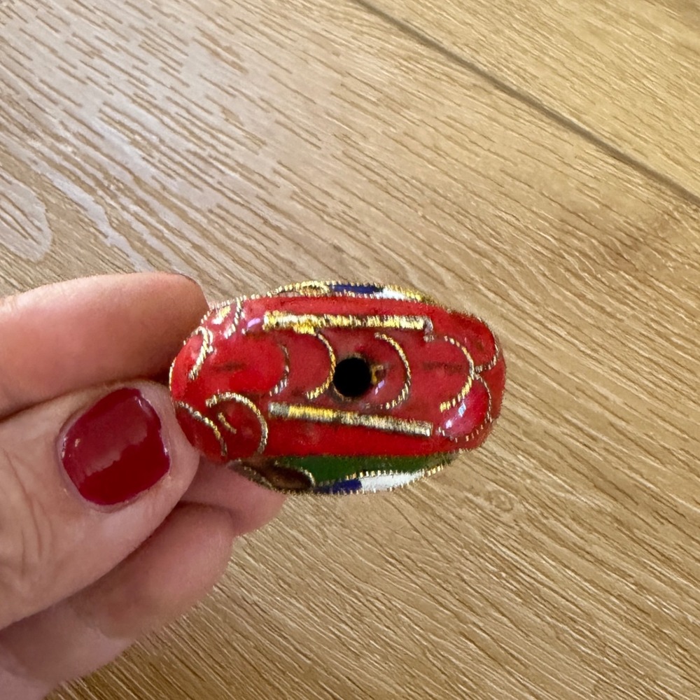 Vintage Chinese Cloisonne Enamel Duck Figurine Red Miniature Bird Filigree 1.75" - Picture 11 of 11